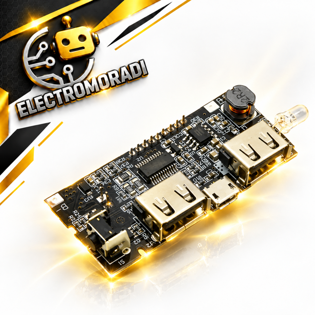 ماژول پاوربانک دارای نمایشگر و دو خروجی 5V 1A , 2.1A USB