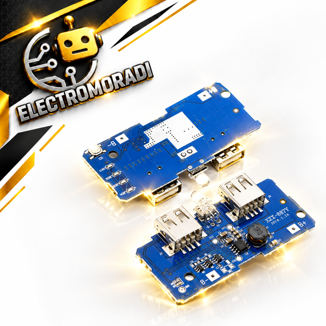 ماژول پاوربانک دارای دو خروجی 5V 1A - 2A USB
